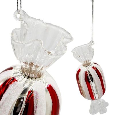 8. MICA SILVER GLASS MOLDED CANDY ORNAMENT 13 CM