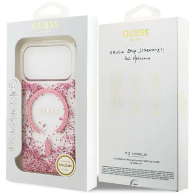 8. Guess Resin Bottom Glitter MagSafe Case for iPhone 17 Pro - Pink