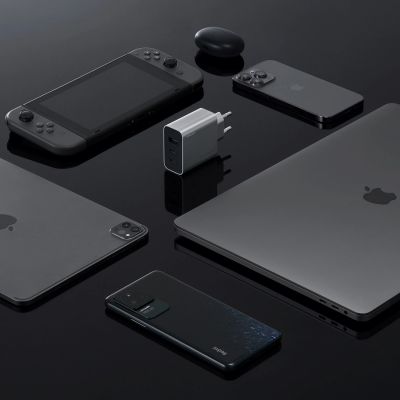 4. Cuktech 65W GaN 2xUSB-C 1xUSB-A Wall Charger - Gray