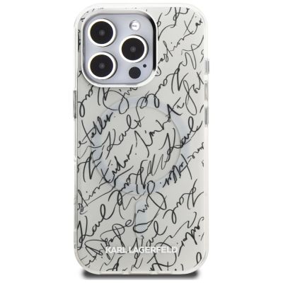 3. Karl Lagerfeld IML Karl Script Pattern MagSafe Case for iPhone 16 Pro Max - White