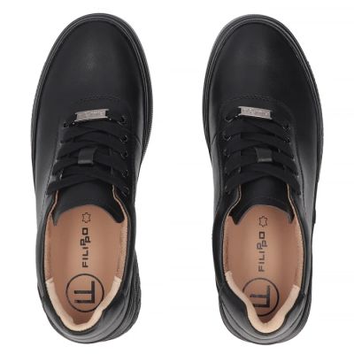 5. Women's leather wedge shoes, black Filippo DP8326