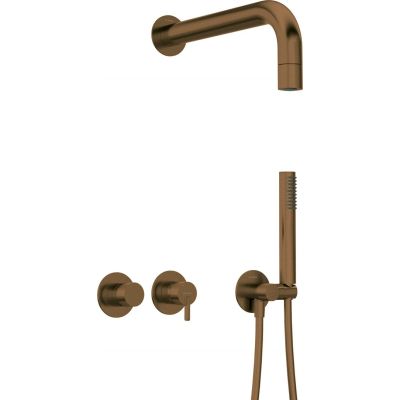 Concealed shower set with hand shower - with horizontal tap