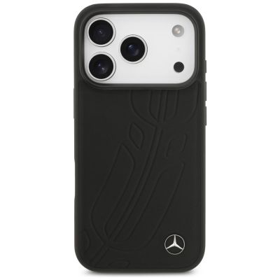 3. Mercedes Leather Large Laurel Leave MagSafe Case for iPhone 17 Pro - Black