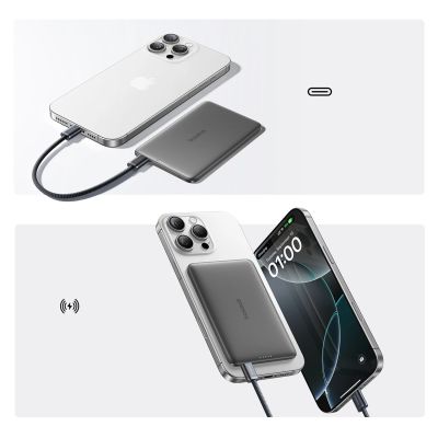 8. Baseus PicoGo AM41 Ultra-Slim 5000mAh 20W MagSafe Compatible Power Bank with Baseus Simple USB-C 60W 30cm Cable - Black