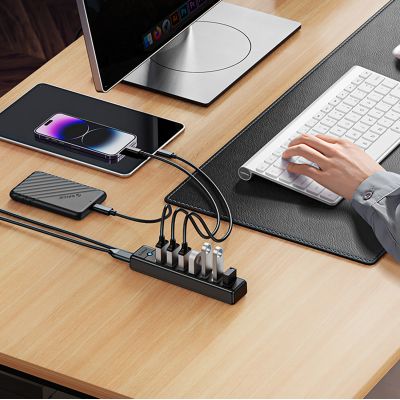 3. Orico PW7U-U3 hub 7x USB-A 3.0 + USB-C 5V/3A 1m - black