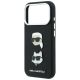 7. Karl Lagerfeld Saffiano Karl&Choupette Heads Pins Strap Logo Case for iPhone 18 Pro / 17 Pro - Black