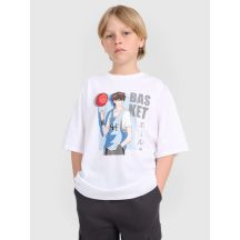 Boy's oversize T-shirt with print 4F 4FJRAW25TTSHM3062-10S