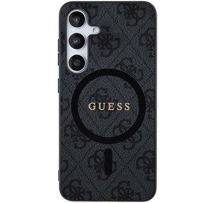 2. Guess 4G Collection Leather Metal Logo MagSafe Case for Samsung Galaxy S24 - Black