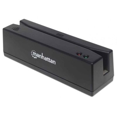 7. MANHATTAN USB Magnetic Card Reader, Three-Track, Black