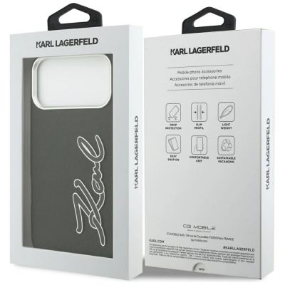 8. Karl Lagerfeld FW Grained Signature Logo Case for iPhone 17 Pro Max - Black