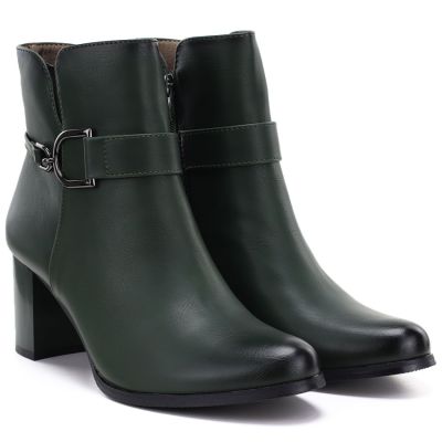 4. Women's insulated ankle boots with a heel, green M.Daszyński SA125-32