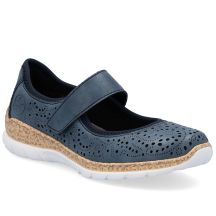 Rieker N4299-14 women's comfortable velcro shoes, openwork, blue