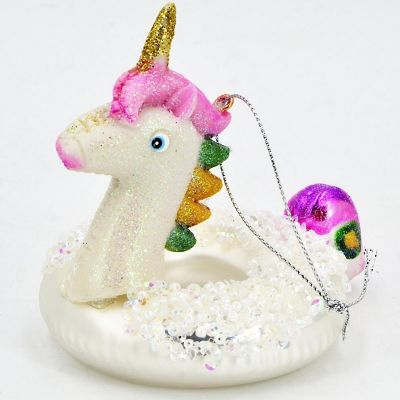 3. MICA GLASS UNICORN CHRISTMAS BAUBLE
