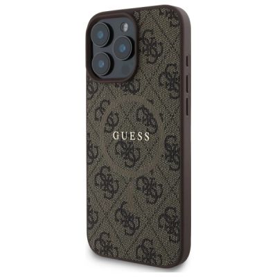 2. Guess 4G Ring Classic Logo MagSafe Case for iPhone 16 Pro Max - Brown