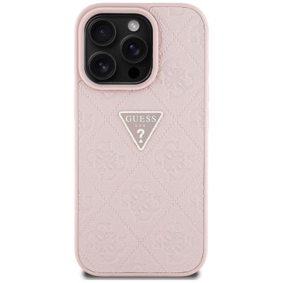 3. Guess Hot Stamp 4G Pattern Triangle Metal Logo iPhone 16 Pro Case - Pink