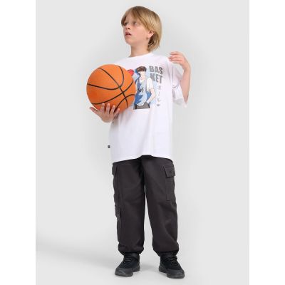 3. Boy's oversize T-shirt with print 4F 4FJRAW25TTSHM3062-10S