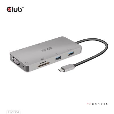 CLUB3D CSV-1594 USB 3.2 Gen 1 (3.1 Gen 1) Type-C Docking Station Black, Gray