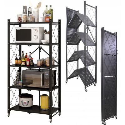 Folding shelf on wheels FS005 72x34xH163 black