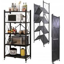 Folding shelf on wheels FS005 72x34xH163 black
