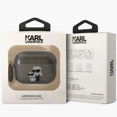 4. Karl Lagerfeld KLAP2HNKCTGK Airpods Pro 2 cover black/black Gliter Karl&Choupette