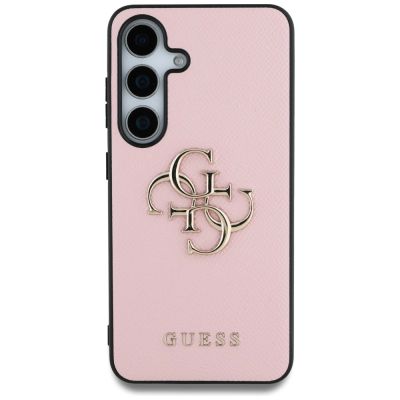 3. Guess Grained Big 4G Logo Small Classic Logo case for Samsung Galaxy S25 Plus pink