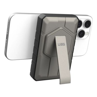 11. UAG Rugged 10K Power Bank – 10000 mAh with Stand, 10 W Wireless Charging, MagSafe Compatible, Cable Included (black/titanium)