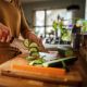 5. Fiskars 1057550 Rectangular Bamboo Cutting Board, Bamboo Plastic, Black