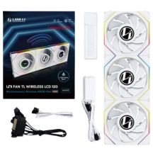 Lian Li UNI FAN TL Wireless LCD Lüfter fan, ARGB, PWM, 3er-Pack incl. Controller - Reverse Blade, 120 mm, weiß