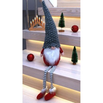 16. DECORATIVE GNOME WITH GRAY FUR HAT 50+25CM