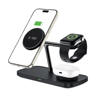 2. Tech-Protect QI15W-A45 3in1 Wireless Charger with MagSafe for Apple Devices - Black
