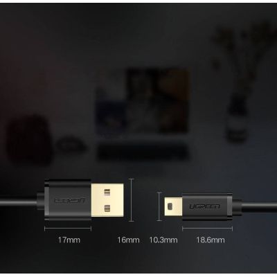 10. Ugreen USB Cable – Mini USB, 480 Mbps, 2 m, US132 (Black)