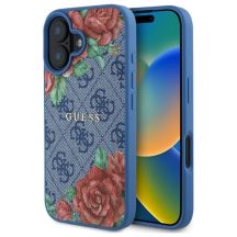 Guess GUHMP16SP4ROPEMCB iPhone 16 6.1" blue/blue hardcase 4G Flowers Print MagSafe