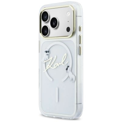 2. Karl Lagerfeld IML Choupettes Karl Script Logo MagSafe Case for iPhone 17 Pro Max - Clear