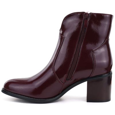3. Women's high-heeled patent leather burgundy ankle boots M.Daszyński MR2337