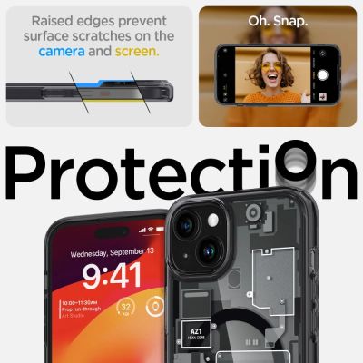 12. Spigen Ultra Hybrid Mag Case with MagSafe for iPhone 15 Plus - Dark Gray (Zero One Pattern)