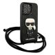 3. Karl Lagerfeld Leather Monogram Patch and Cord Iconik Case for iPhone 13 Pro / 13 - Black