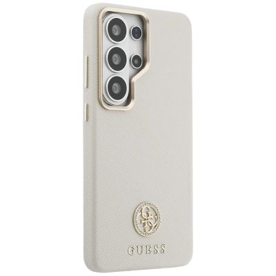 4. Guess Rhinestone Round Logo MagSafe Case for Samsung Galaxy S26 Ultra - Beige