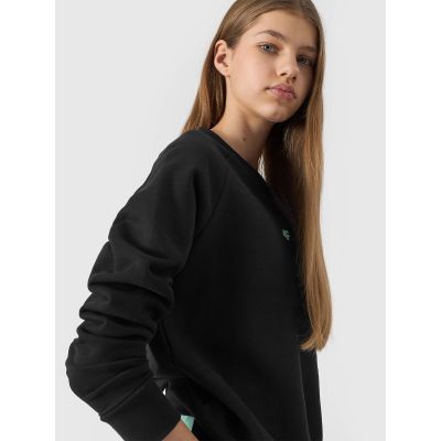 2. Girls' organic cotton sweatshirt, no zipper, no hood, 4F Junior