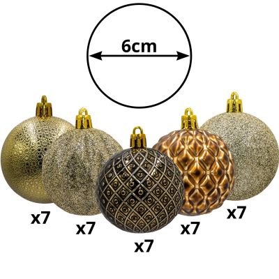 6. DECORATIVE PLASTIC BALL 6CM SET 35 PCS AMBER
