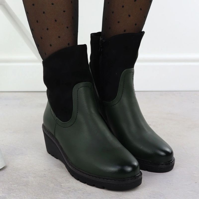 12. Women's suede wedge boots green M.Daszyński 2510
