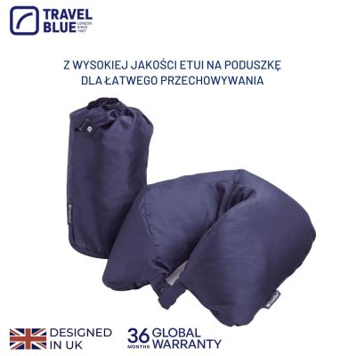 5. TRAVEL BLUE CRESCENT-SHAPED TRAVEL PILLOW WITH NATURAL GOOSE FEATHERS