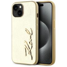 Karl Lagerfeld Wrinkled Metal Signature iPhone 15 Case - Gold