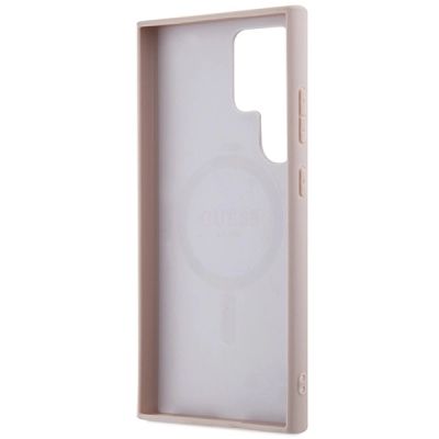 7. Guess 4G Collection Leather Metal Logo MagSafe Case for Samsung Galaxy S24 Ultra - Pink