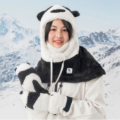 4. Qunature Panda Ski Gloves for Kids and Adults Size S - Black/White