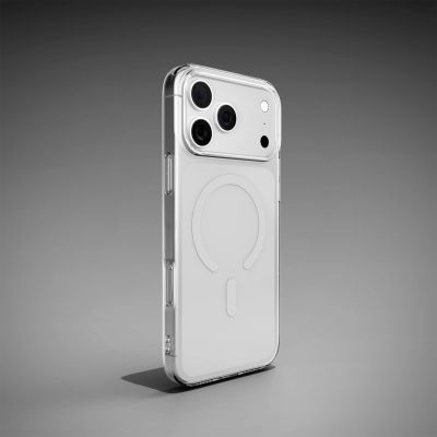 10. Puro Lite Mag TPU+PC Case Compatible with MagSafe for iPhone 17 Pro - Transparent with White Ring