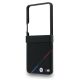 5. BMW M Leather Perforated Tricolor Stripe Metal Logos MagSafe Case for Samsung Galaxy Z Flip 8 - Black