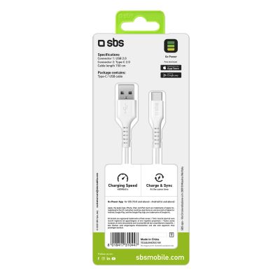 2. SBS TECABLEMICROC15W USB-A - USB-C Cable 1.5m - White