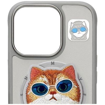 7. Nimmy Glasses Cool Cat MagSafe Case for iPhone 16 Pro Max - Gray