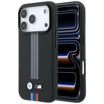 BMW M Quadrille Kevlar Anthracite & Tricolor Print Lines MagSafe Case for iPhone 18 Pro Max / 17 Pro Max - Black