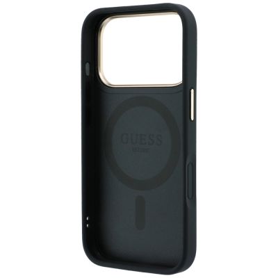 7. Guess Ring Stand 360 Grained Classic Logo MagSafe Case for iPhone 18 Pro / 17 Pro – black